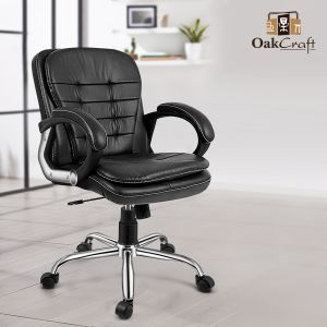 Oakcraft Majesty Medium Back Leatherette Ergonomic Office Chair