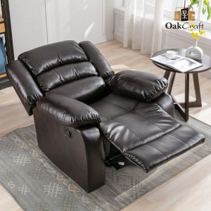 Oakcraft Manual Recliner Chair Sofa with Leatheratte