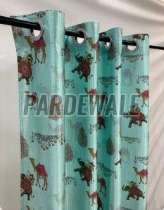 Pastel Ocean Green Traditional Print Curtain