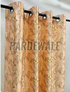 Pastel Orange Leaves Print Curtain