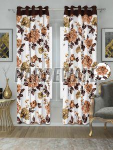 Swiss Magnolia Coffee Printed Curtain