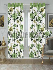 Swiss Magnolia Green Printed Curtain