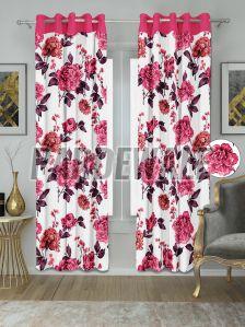 Swiss Magnolia Pink Printed Curtain