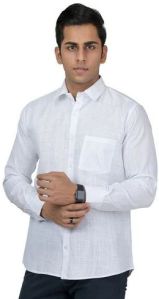 Mens White Plain Cotton Shirt