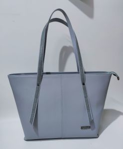 Ladies Grey PU Leather Handbag