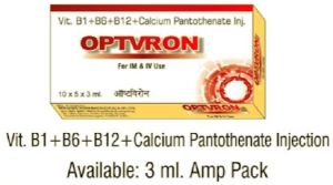 Vitamin B1+B6+B12+Calcium Pantothenate Injection 3ml Amp IP