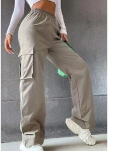 Ladies Plain Cotton Cargo Pant