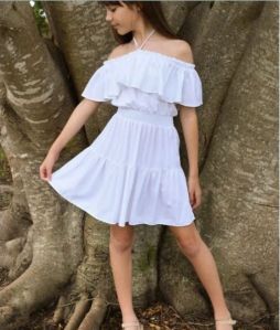 Loose Fitted White Designer Short Dress