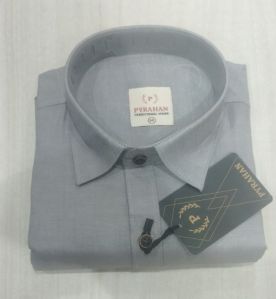 PYRAHAN Solid Grey colour Cotton Mens Shirt