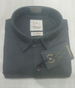 PYRAHAN Solid plain Black colour Denim Mens Shirt