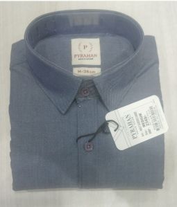 PYRAHAN Solid Plain Light Blue colour Denim Mens Shirt