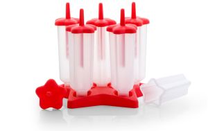 red plastic ice candy maker set