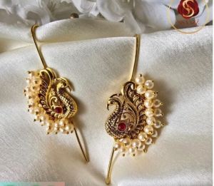 Ssaazz Brass Golden Peacock Ear Cuffs Set