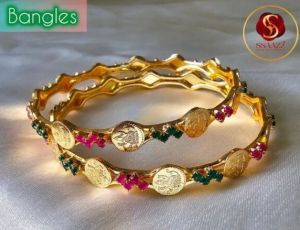 Ssaazz Golden AD Brass Bangle Set