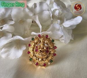 Ssaazz Golden Kundan Copper Finger Ring