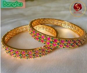 Ssaazz Round Wedding Brass Antique Bangle Set