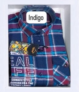 Kids Cotton Indigo Check Shirt