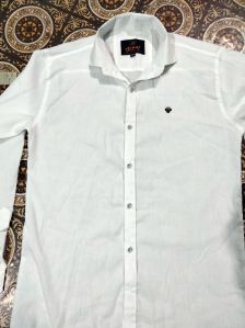 Mens Cotton White Full Sleeve Plain Shirt