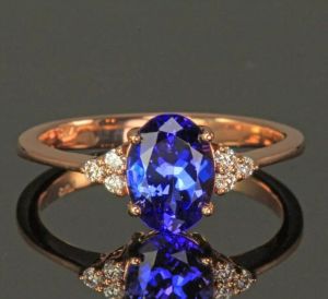 Natural Tanzanite And Diamond Engagement Ring