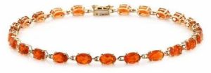 Orange Fire Opal Gemstone 925 Sterling Silver Bracelet