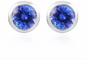 Tanzanite Bezel Setting Stud Earring