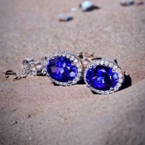 Tanzanite Silver Stud Earring