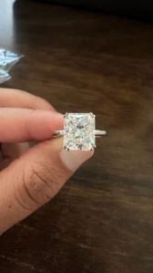 White Moissanite Diamond Engagement Ring