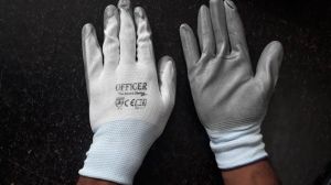 Grey And White Cotton Safety Gloves