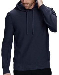 Mens Navy Blue Plain Fleece Hoodie