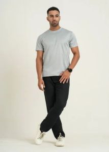 Mens Round Neck Light Grey Two Way Polyester T-Shirt