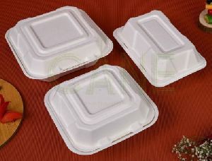 Biodegradable fibre molded sugarcane bagasse clamshell