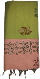 Polycotton block print handloom sarees