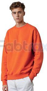 Mens Plain Oversized Orange Fleece Sweatshirt