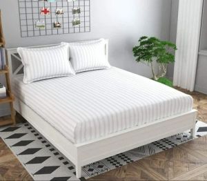 Premium Cotton White Stripe Bed Sheet