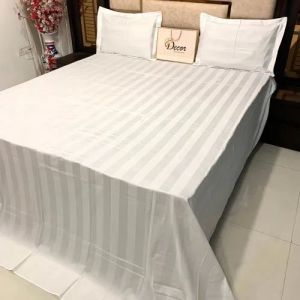 ultra luxury cotton white stripe bed sheet