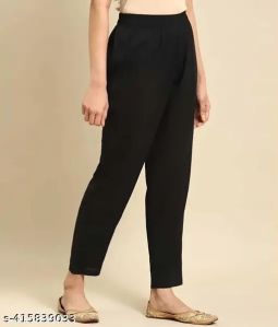 Womens Cotton Soft Solid Black Color Pant