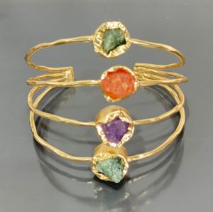 Partywear Golden Gemstone Cuff Bracelet