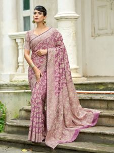 Ladies Purple Cotton Luckhanvi Sarees