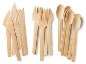 Wooden Biodegradable Spoon, Fork And Knife Set