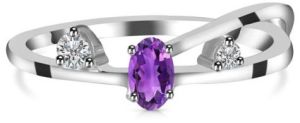 Ladies Amethyst White Topaz 925 Sterling Silver Ring