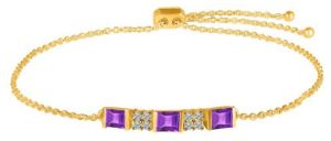 Ladies Purple Amethyst and White Topaz Golden Bracelet