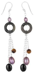 Ladies Zebra Jasper/tiger Eye Beaded Earring