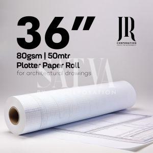 80 GSM 36'' 50 mtr Super White Indian Plotter Paper Roll