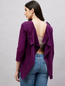 WOMEN'S OPEN BACK SLEEVE PLAIN ADAPTIVE TOP