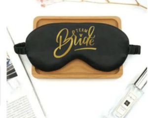 Satin Black 'team Bride' Eye Mask