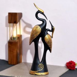 Swan Figurine Perfect Black Polyresin Painted Animal