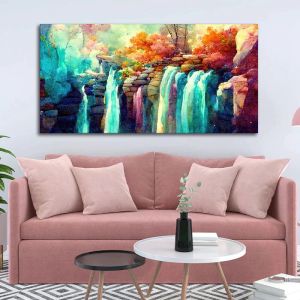 Waterfall Scenery Premium Canvas Wall Painting