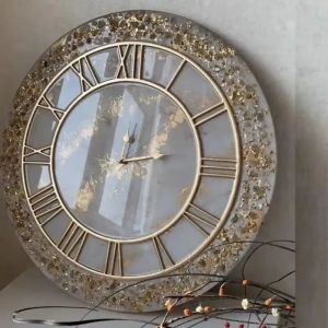 White Marble And Gold Line Resin Wall Clocks