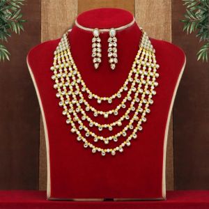 Yellow Color Kundan Necklace Set