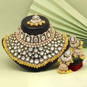 Yellow Color Kundan Necklace Set (KN1345YLW)